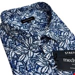 Mechmoto SS Cotton Stretch Shirt Leaf Print - blue print